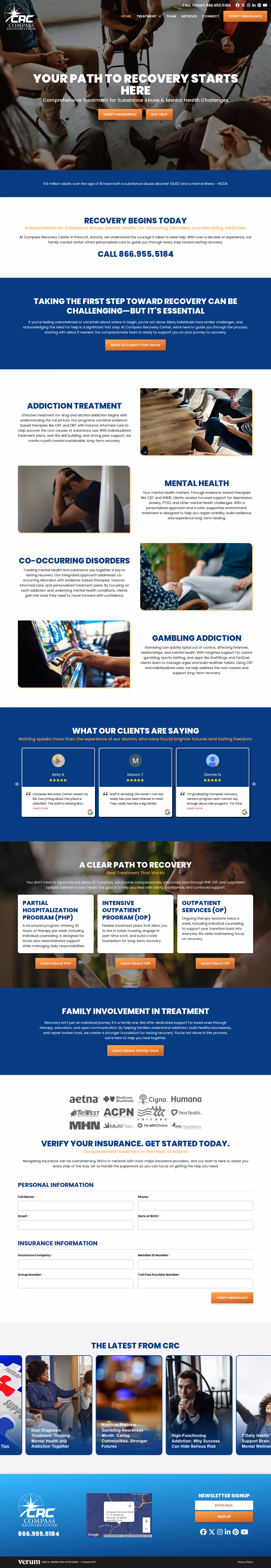 Full page design of the Compass Recovery Center website