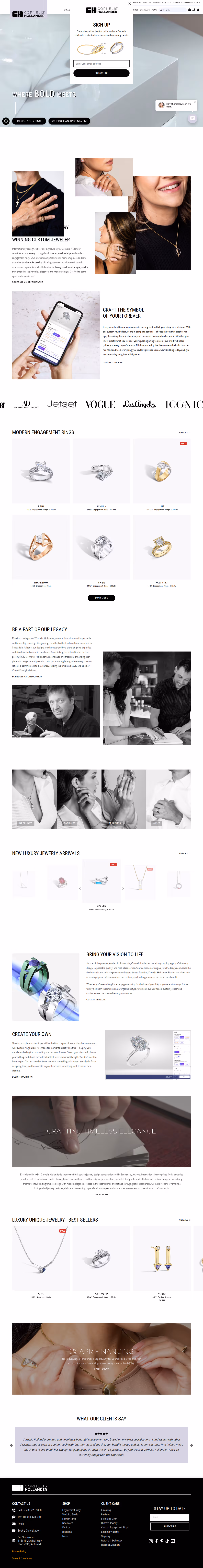 Full page design of the Cornelis Hollander website