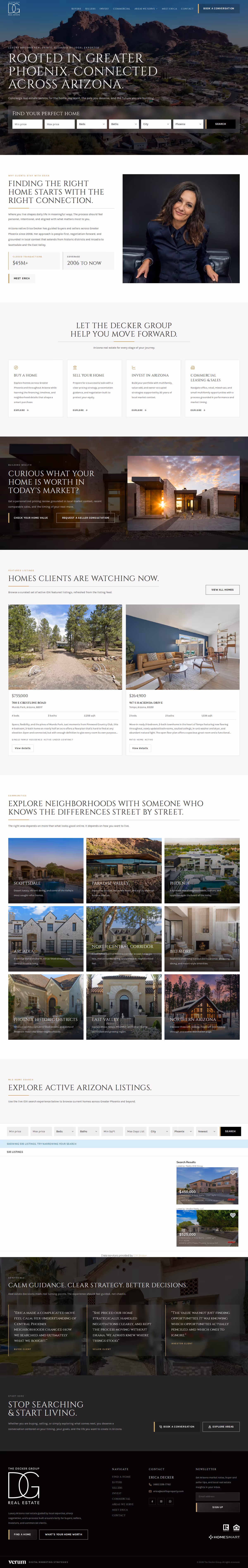 Full page design of the The Decker Group website