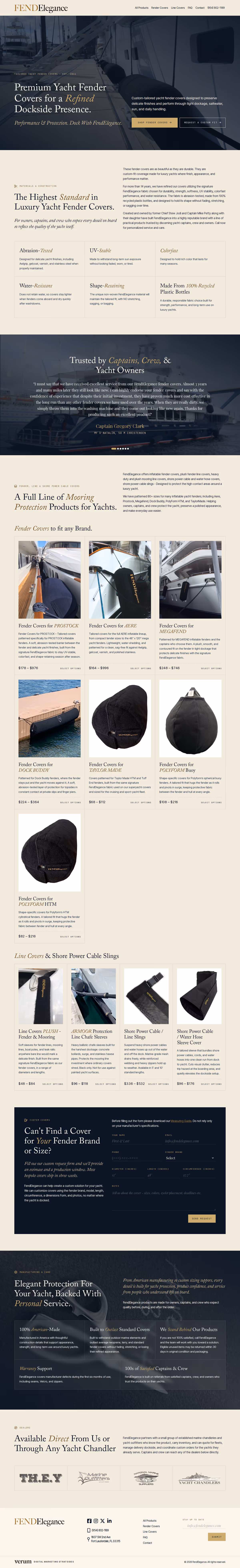 Full page design of the FENDElegance website