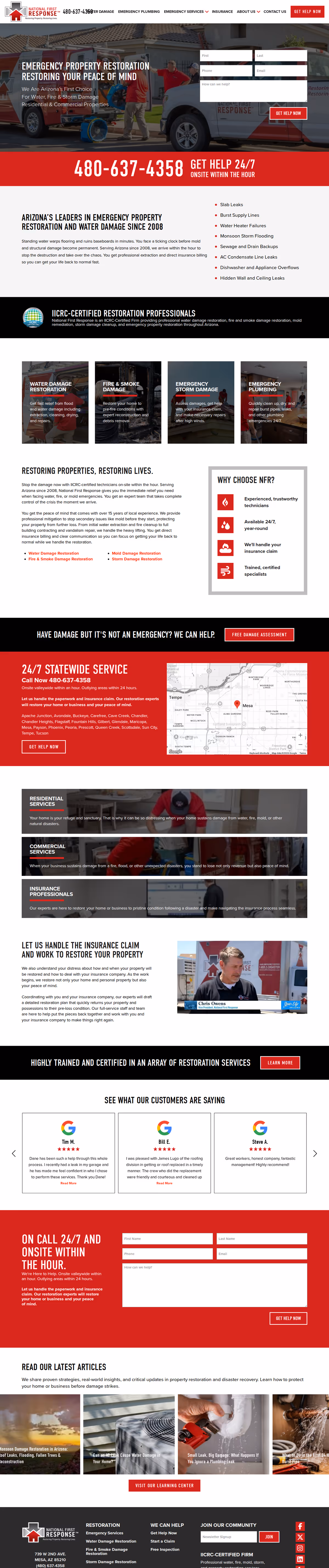 Full page design of the National First Response website