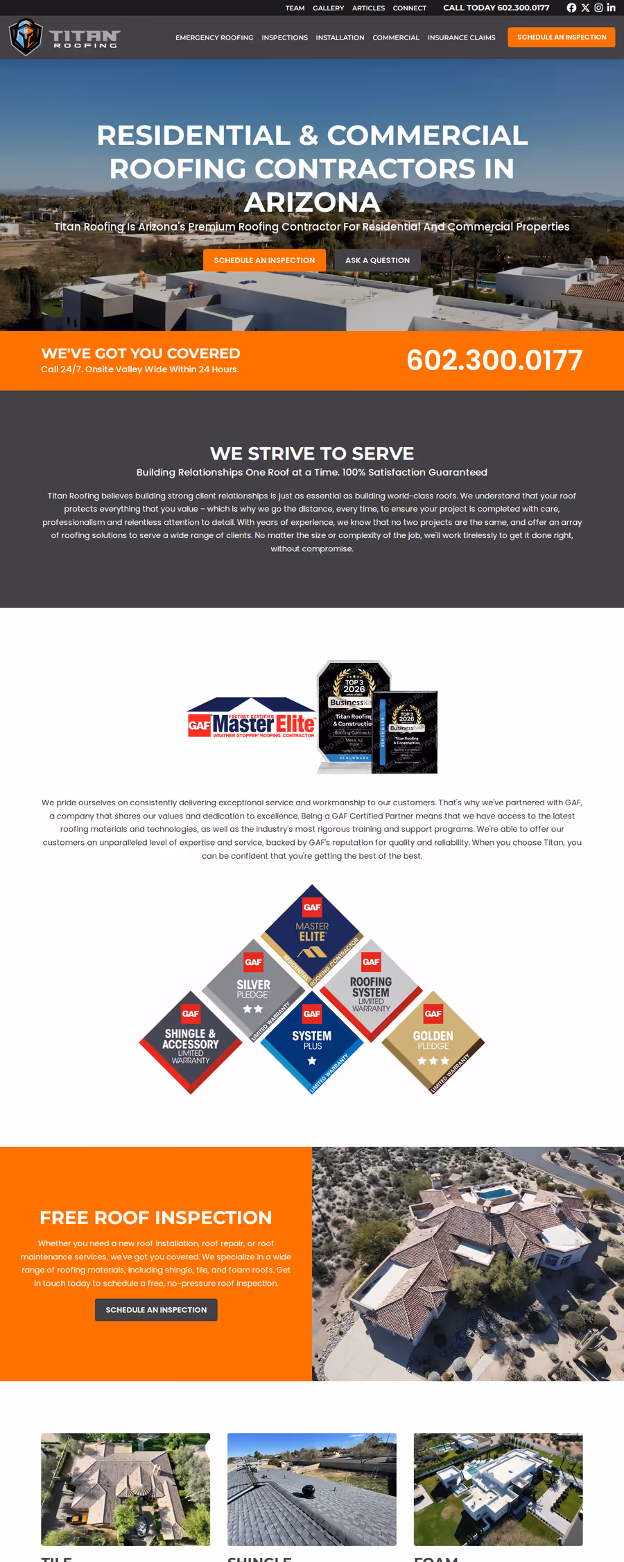 Titan Roofing website