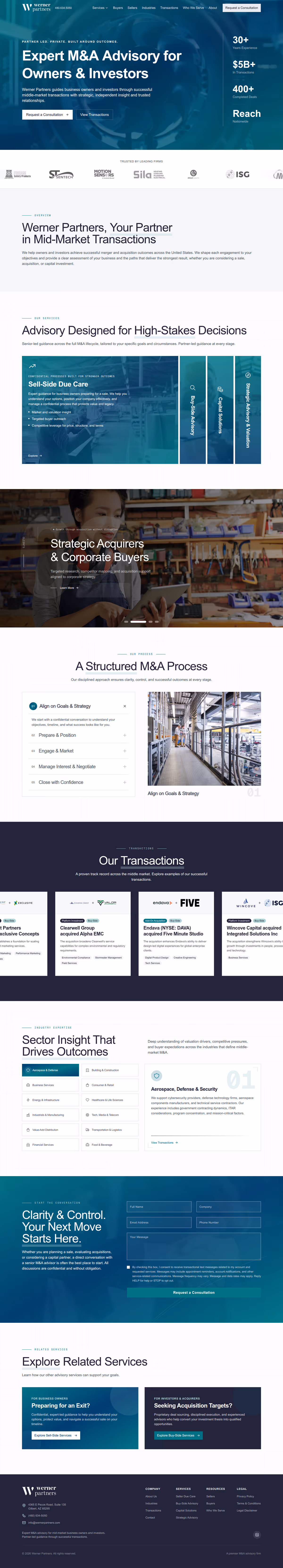 Full page design of the Werner Partners website
